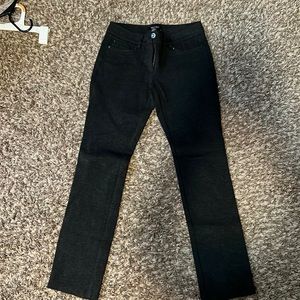 White House Black Market dark charcoal grey slim leg trousers